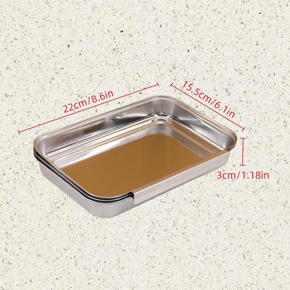 1set Condiment Tray Set 22*15.5*3cm Stainless Steel Seasoning Tray Set Barbecue Square Food Serving Plates Kitchenware Cookware