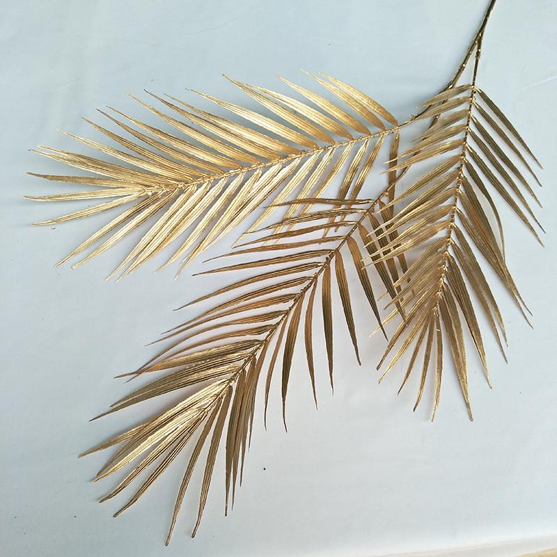 Artificial Plastic Palm Leaves Three Pronged Greenery Wedding Props Photography