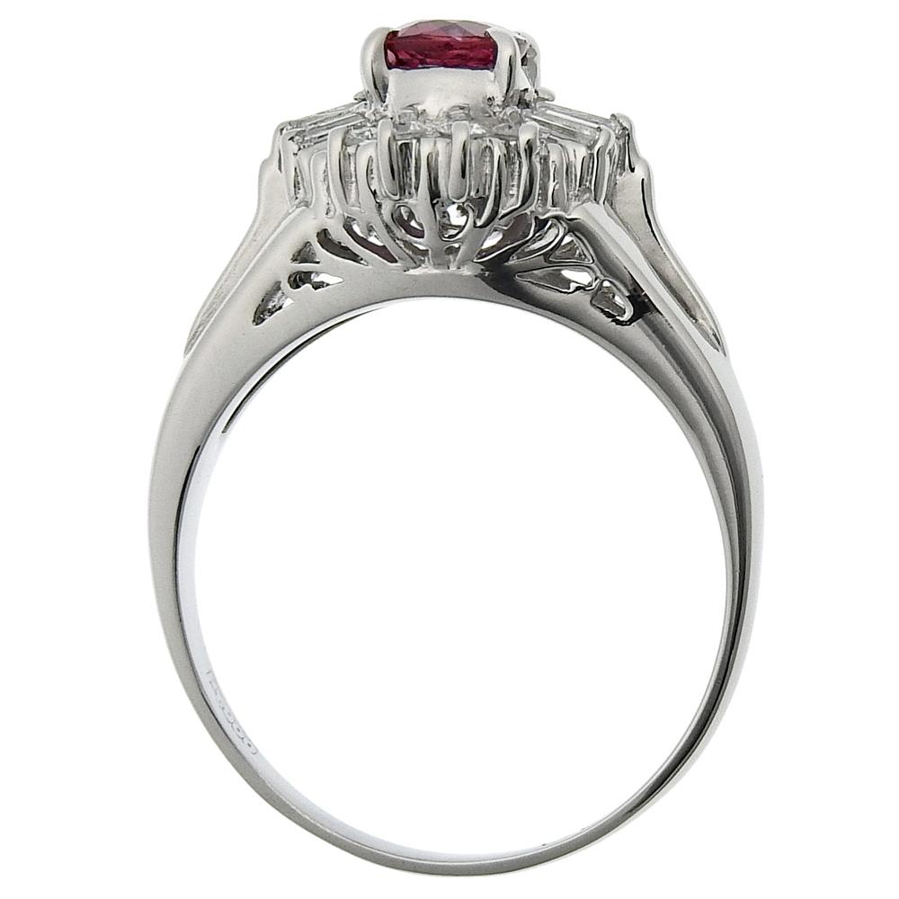 Ring Pt900Platinum/Ruby/diamond #5.1(US Size) 4.9g Women Used