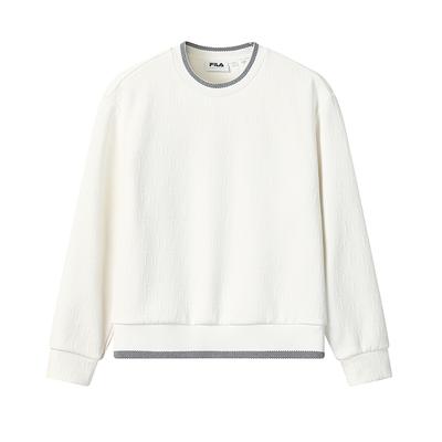 Emerald Fashion Simple Personality Trendy Versatile Comfortable Loose Knit Pullover Sweatshirt Women Sweatshirt Cloud-White F11W544207FWT