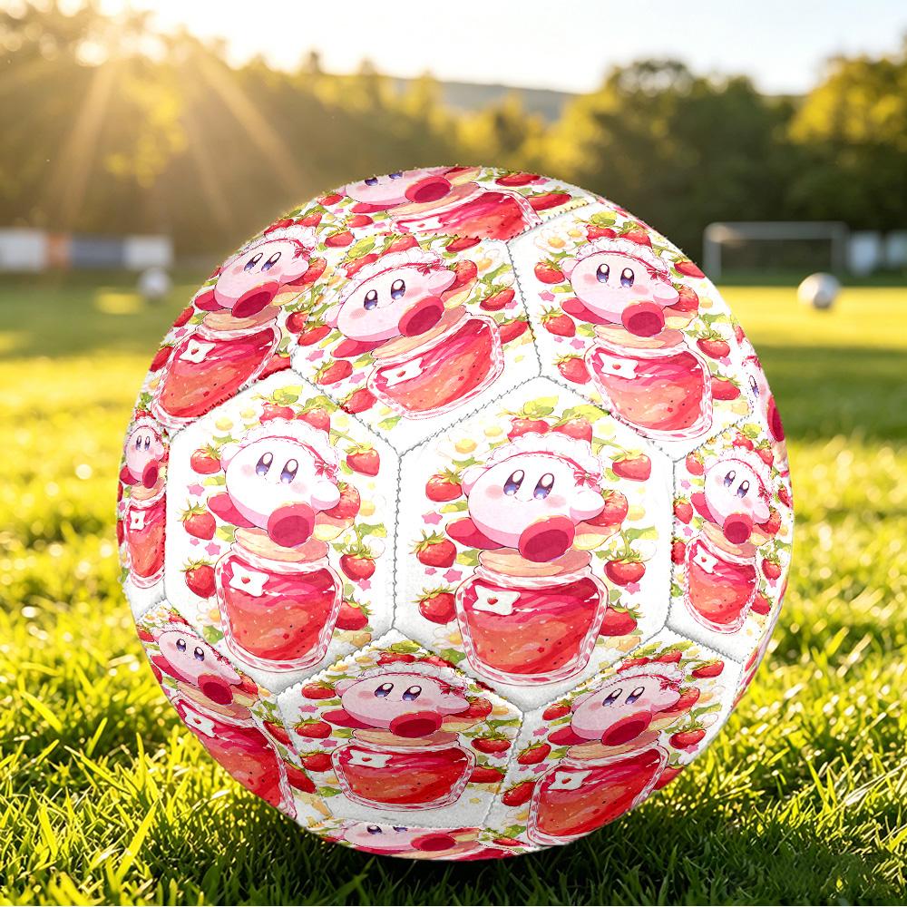 Size 5 Football Kirby Pattern, Wear‑Resistant Soccer Ball for Match Training Daily Sports Play