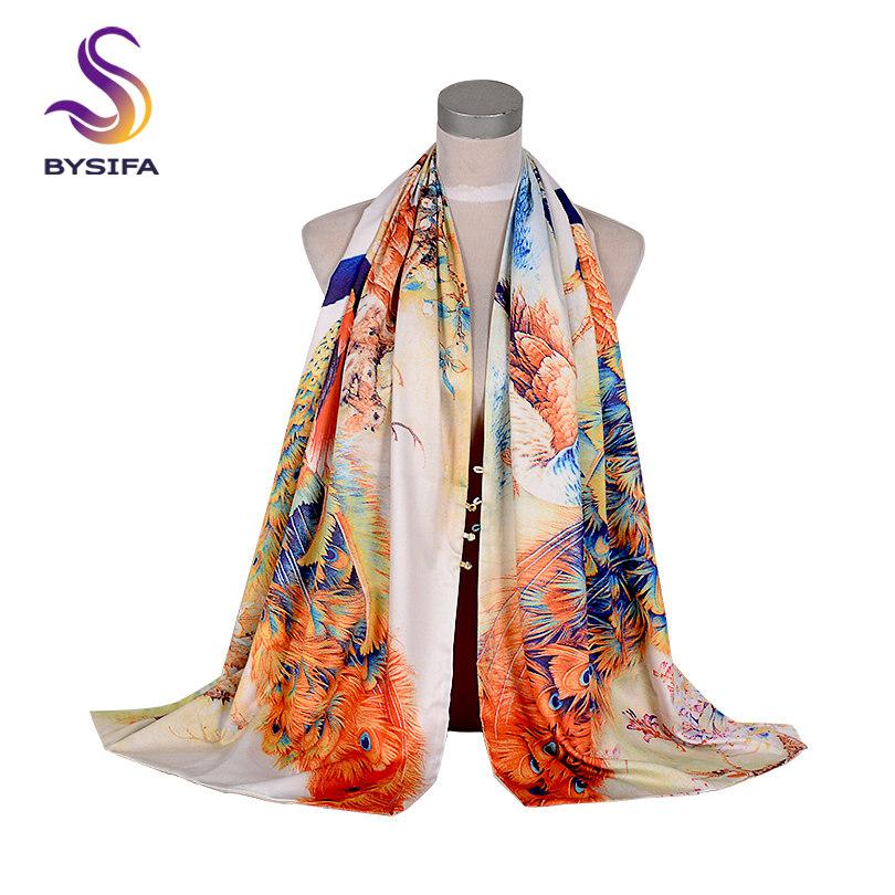 [BYSIFA] Fashion Silk Scarf Shawl Women  New Chinese Style Purple Rich Peony Scarves Spring Autumn Buttons Long Scarves