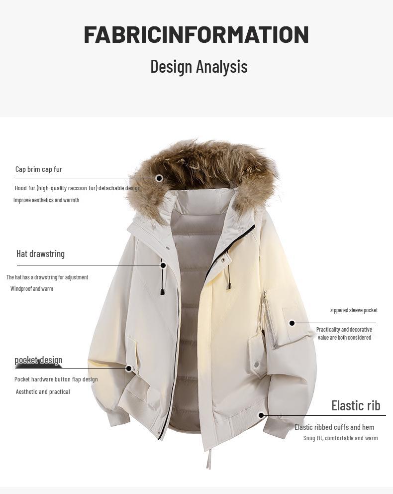 Parka d'hiver haut de gamme unisexe avec capuche et col en fourrure – Veste de ski style montagne trois-proofs