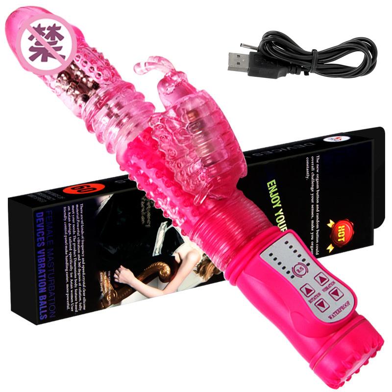 Rabbit Vibrator Telescopic Dildo Vibrator G-Spot Clit AV Stick Stimulator Vaginal Massager Sex Toys for Women Female