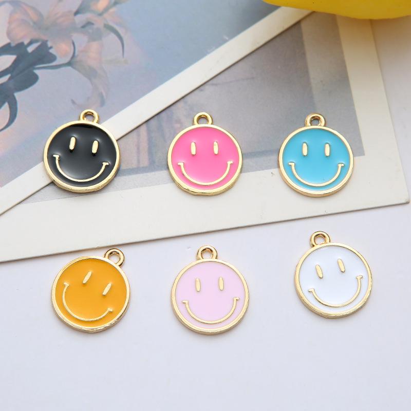 Korean-Style K Gold Alloy Cartoon Smiley Face Charms: Cute DIY Earrings, Bracelets, and Pendants.