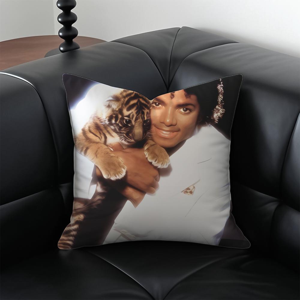 M-Michael Jackson Pop King Cushion Cover Pillow Case Anti-Dustmite Invisible Zipper Silky Plush Cushion
