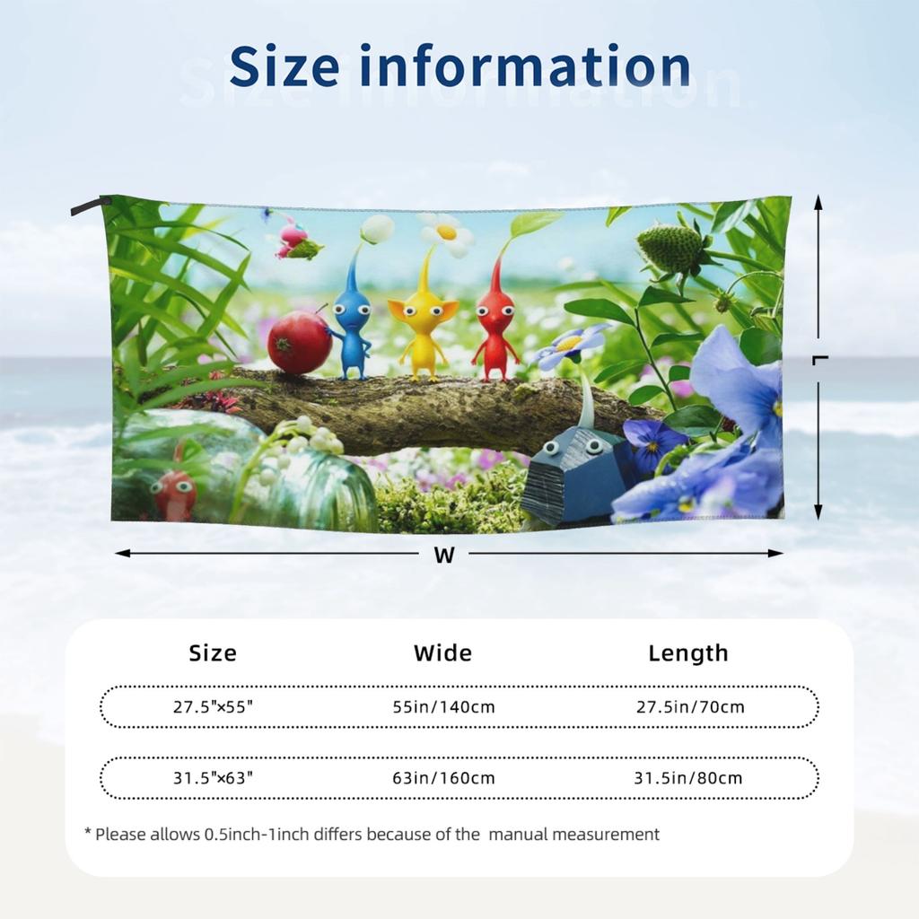 Pikmin Beach Towel Soft Microfiber Quick Dry Absorbent Quick Towels For Bath