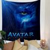 A glowing blue face with bright yellow-green eye and star-like spots. Patterned tapestry for bedroom and living room home decor