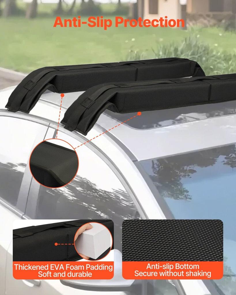 Soft Roof Rack Pads 31.5" Universal Car Roof Rack Pad 176LBS Loading