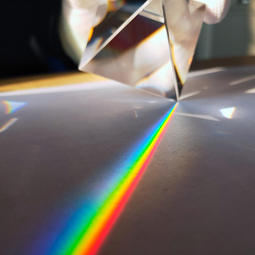 Optical Crystal Pyramid Prism 2.4 Inch Multi Color Toy and Desktop Decor Used for Physics Science Photography