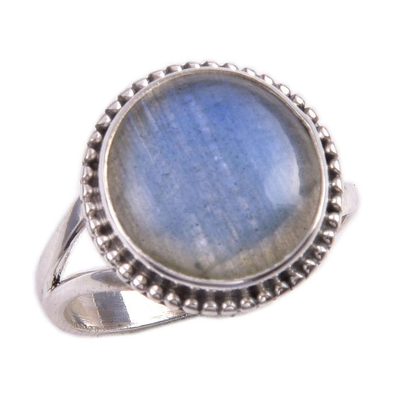 Natural Labradorite Gemstone 925 Solid Sterling Silver Jewelry Ring Size 8 Y1c33