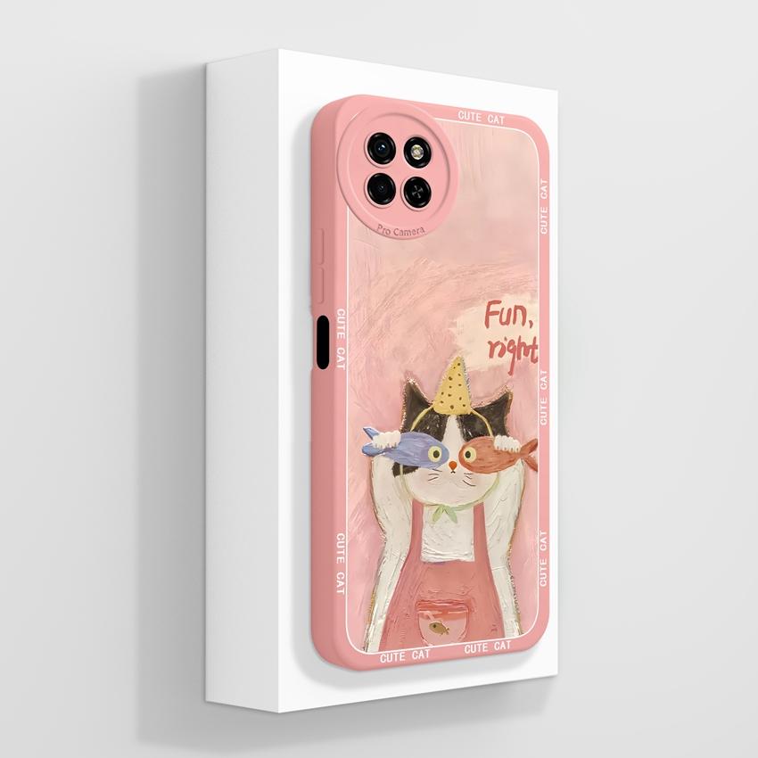 Für itel S23 S24 S25 P55 P65 A70 A80 Liebliches Katzen Handyhülle Kameraschutz Flüssigsilikon Hohe Qualität Anti-Fingerabdruck Hülle Für itel Bumper Capa