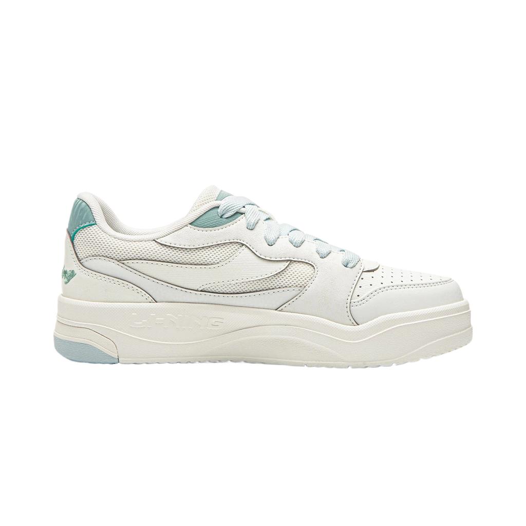 Li Ning Sports Life Collection Skateboard Shoes Women's Low Top Champagne White/Chalk Gray AGCW044-7