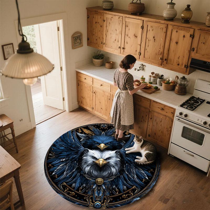 Eagle pattern round rug,Carpet Rug for Living Room Bedroom Playroom ,Non-slip Floor Mat,Holiday Gifts and Birthday Gifts.