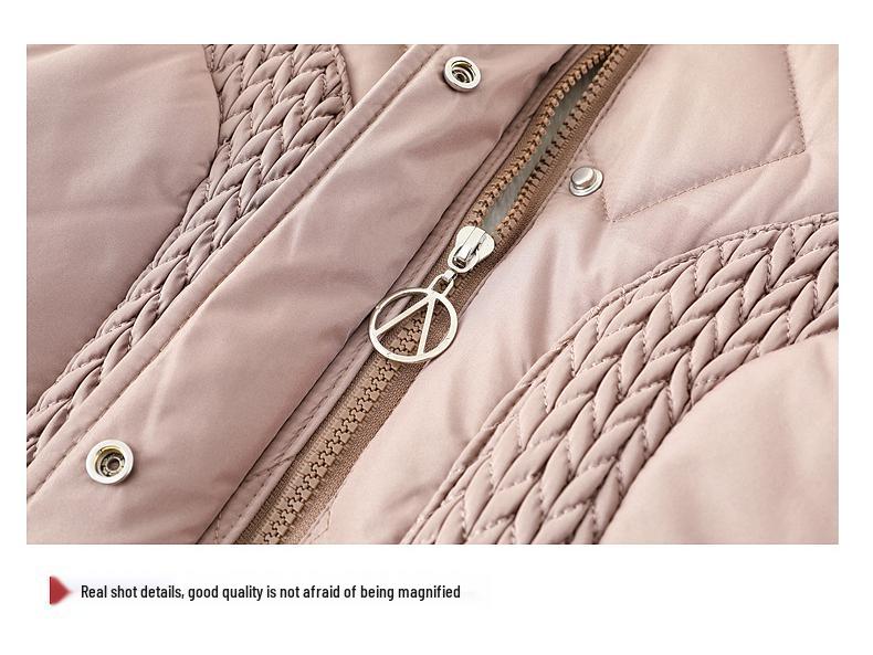 Mom's Winter Hooded Cotton Jacket for Middle-Aged and Elderly Women - Plus Velvet, Thickened, Warm, Ideal for 50+.