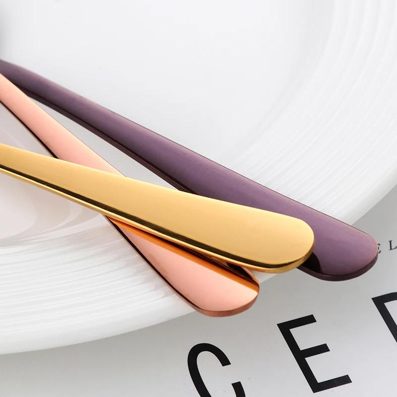 8 Colors Tea Spoons Stainless Steel Coffee Spoon High Quality Dessert Cake Fruit Spoons Gold Small Snack Scoop Dinnerware Tools