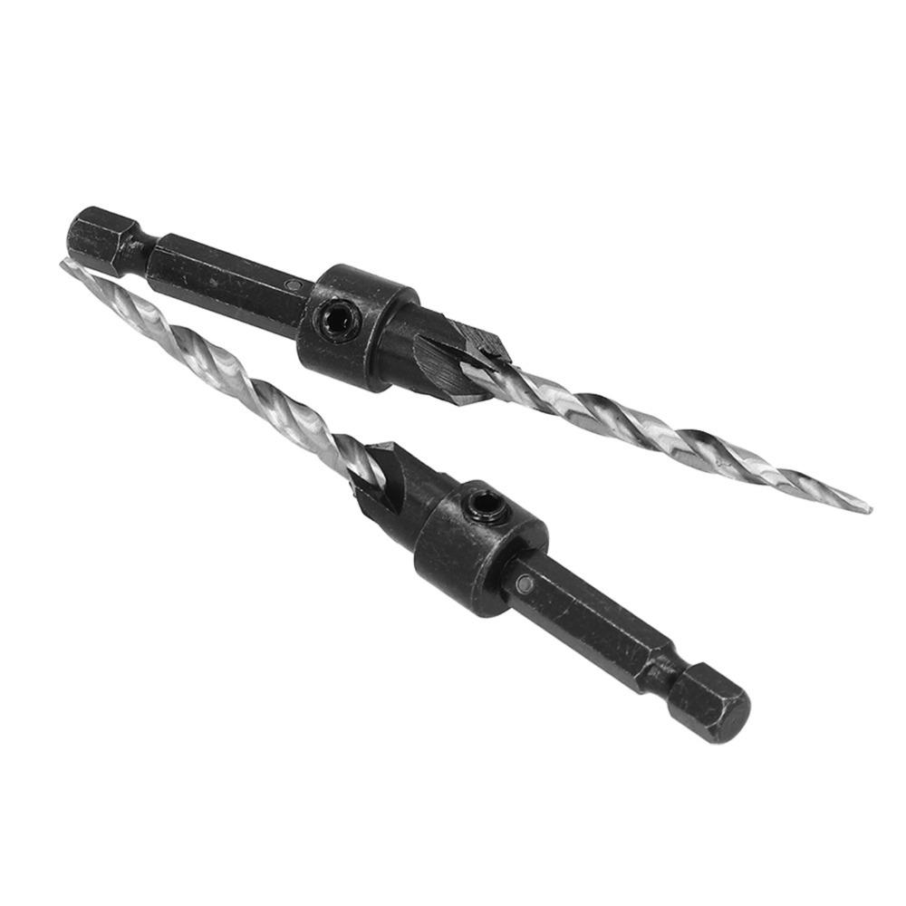Durable 9PCS 1/4 Inch Hex Shank Countersink Drill Bit Set Adjustable Depth Stop Quick Change Counter Sinker Drill Bit Tapered