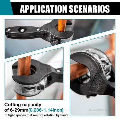 Ratcheting Tubing Cutter 8-29mm Universal Pipe Cutter for Stainless Steel Copper Aluminum Hose Cutting Hand Tool for Plumbing