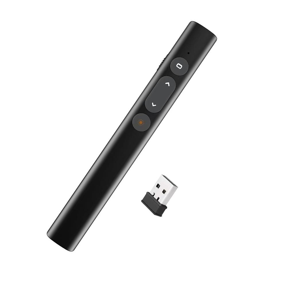 Wireless 2.4GHz Presenter with USB Receiver, Plug and Play Clicker, Presentation Remote, Page Turner, Red Pointer, 30M