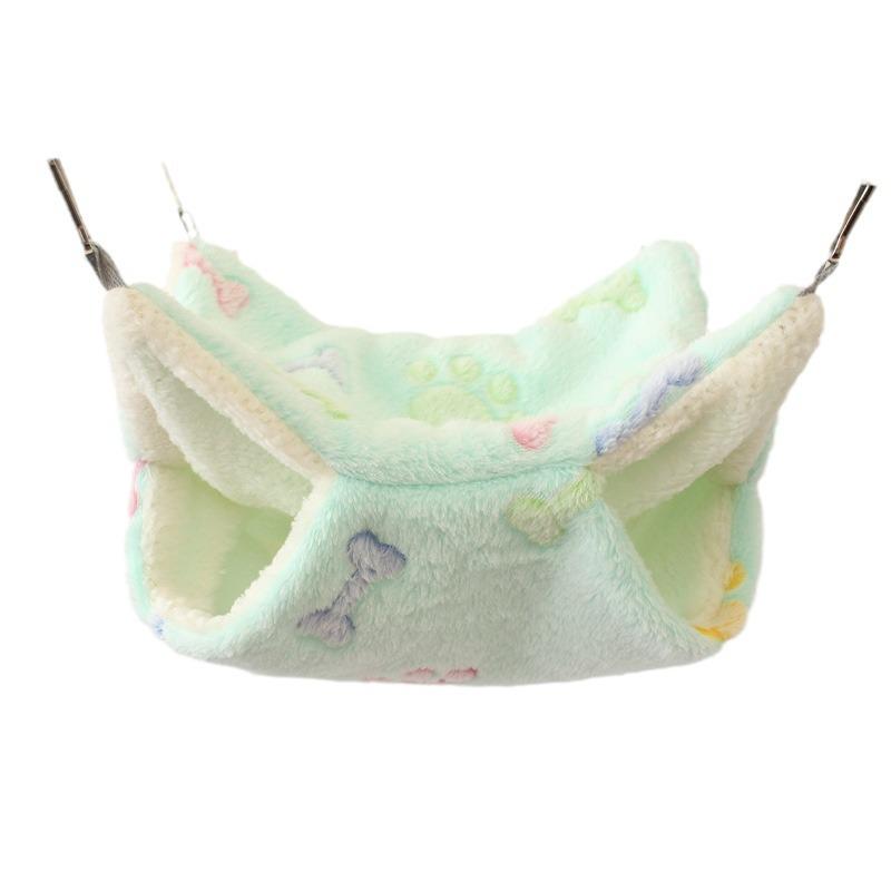 Gemütliche Doppellagen-Hängematte mit Blumenzweig für Gleithörnchen & kleine Haustiere - Plüsch-Samt Herbst/Winter-Bett