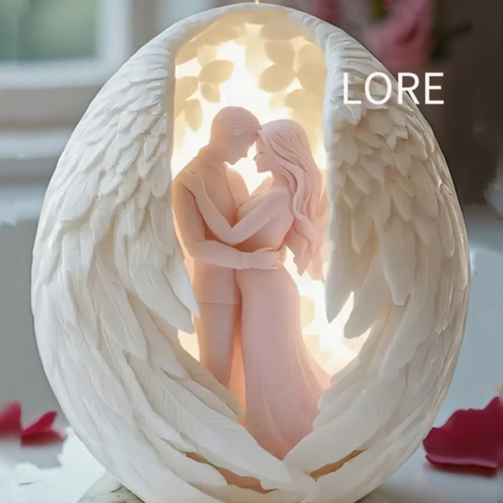 Romantic Valentine's Day Candle Silicone Mold Angel Wings Couple Scented Candle Plaster Ornament Mold Handmade Gift Wedding Deco
