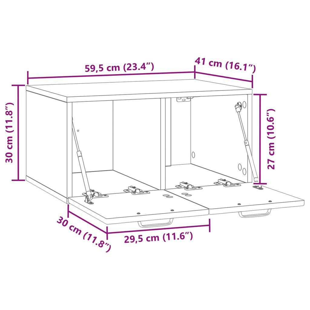 Wall Mounted TV Cabinet Grey Sonoma 59.5 x 41 x 30 cm