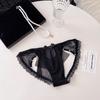 Low Waist Sheer Bow Lace Thong Bowknot Mesh Lace T Panties Lace Underwear  Home