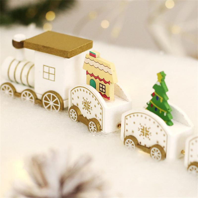 Holiday Wooden Toy Gifts Unique Design Good-looking Holiday Decorations Wooden Mini Train Decoration Interesting Christmas Gift
