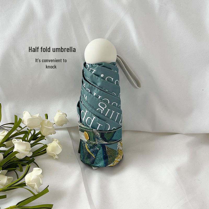 Automatic Digital Print Umbrella with UV Protection - Japanese and Korean Style Women's Sunshade, Three To Five-Fold.