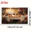 1 Last Supper Religious Tapestry Banner - Rembrandt Inspired Painting Background Durable Polyester Fabric  2D Flat