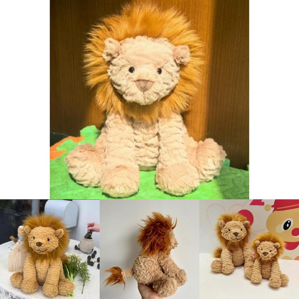 León de peluche con pelaje ondulado, ideal como regalo para niñas y para coleccionistas.