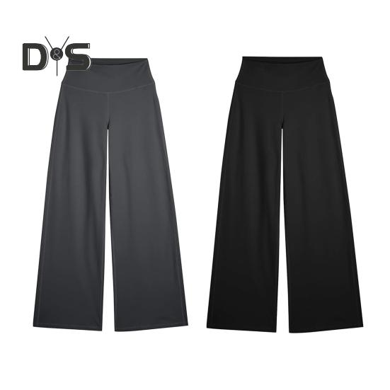 Dámské rozšířené kalhoty s elastickým vysokým pasem, jednobarevné rovné kalhoty, jednobarevné rovné kalhoty na jógu s kontrolou bříška