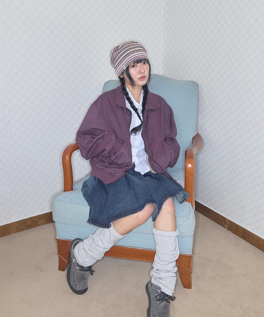 Kiibi Vintage Stripe Beanie Purple