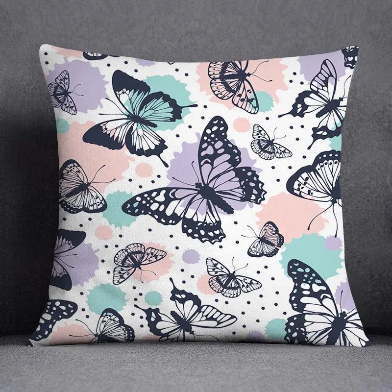 Juste De Coussin Carrée À Motif Papillon, Taie D'oreiller, Série Rose, Décoration De Bureau À Domicile
