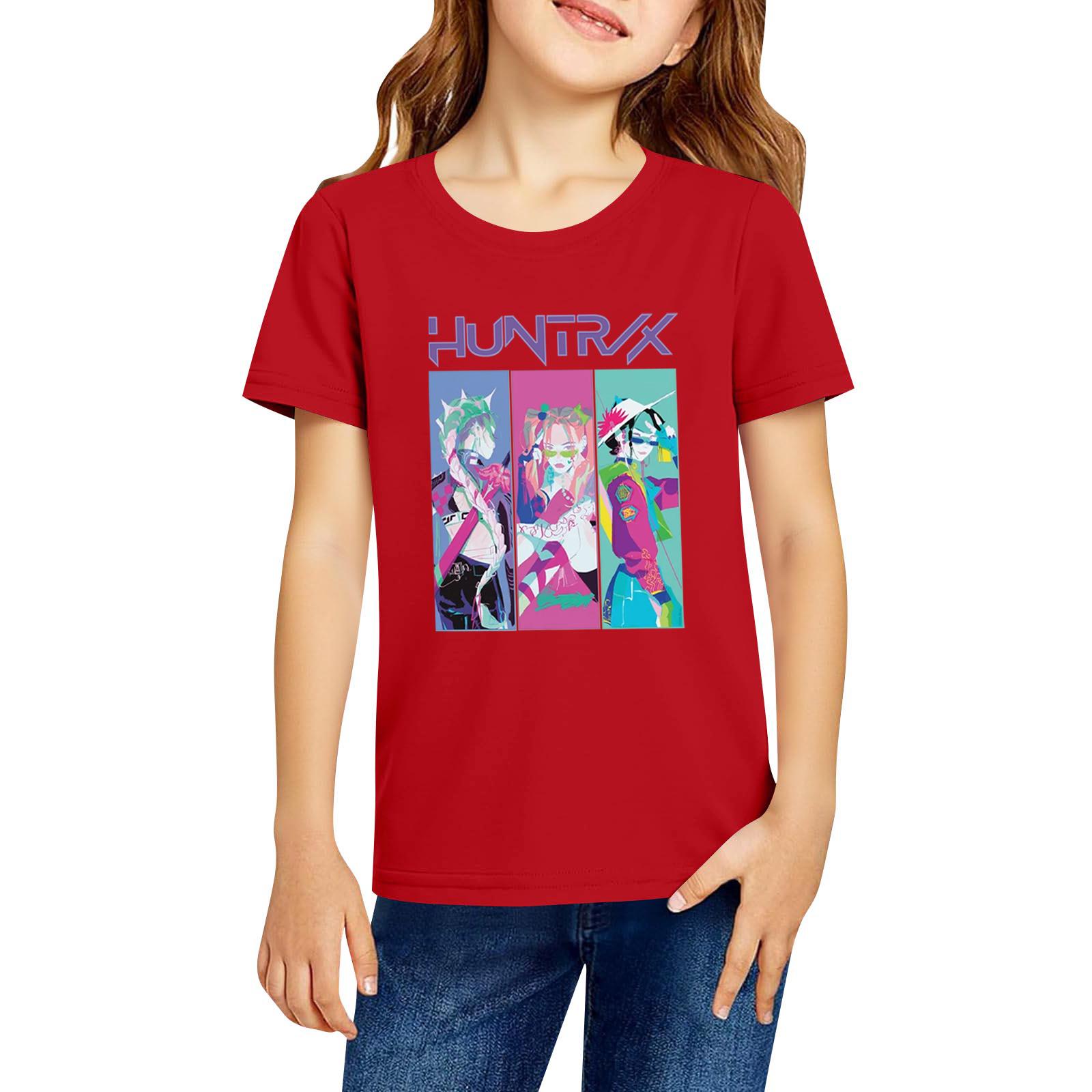 

Модная рабочая одежда с короткими рукавами и круглым вырезом, топы с принтом для детских летних топов 130 красный