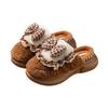 New Winter Plaid Butterfly Lace Cotton Slippers Women's Indoor Home Warmth Plush Cotton Slippers