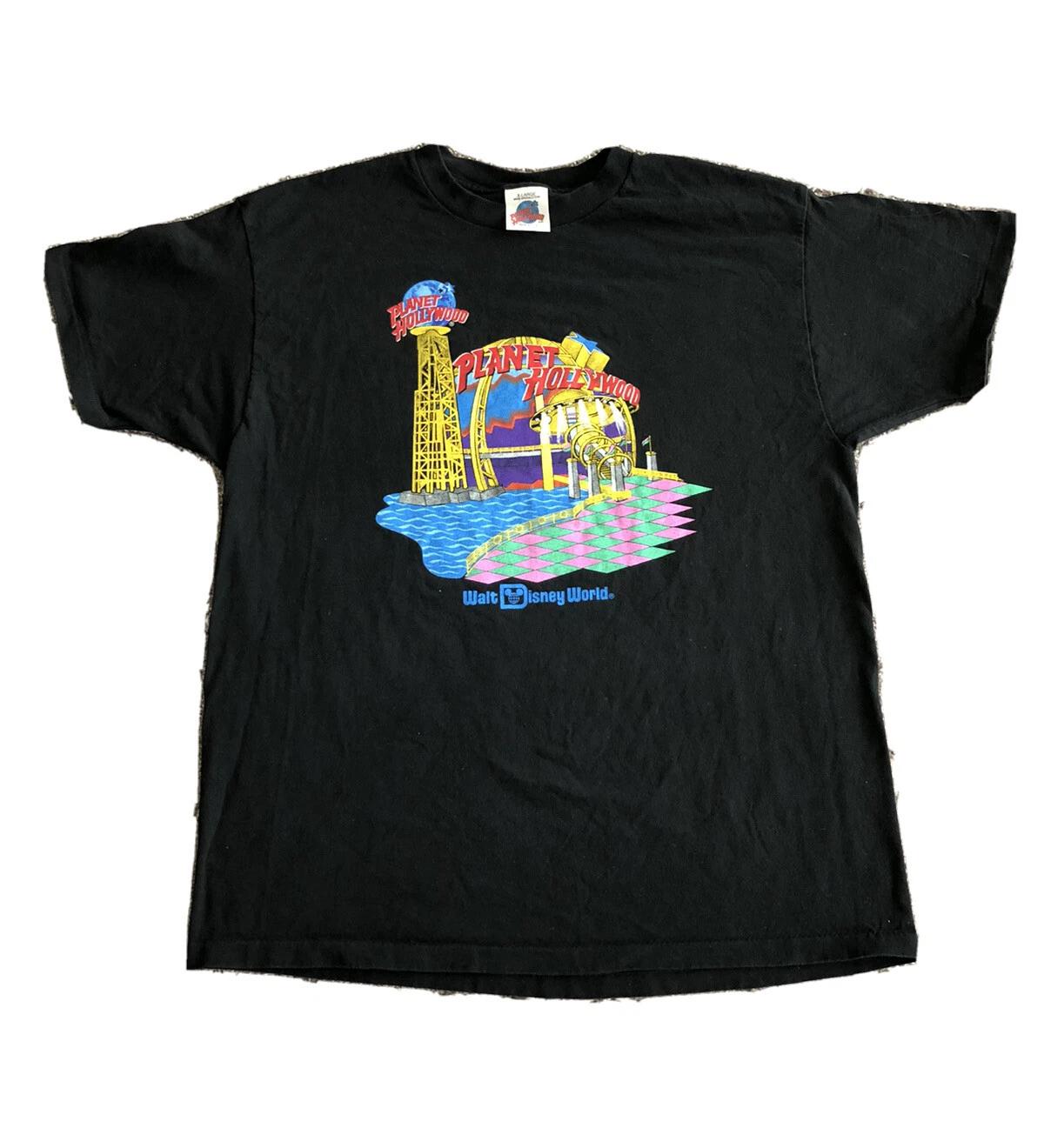 

vintage planet hollywood walt disney world t shirt men xl black 90s XL
