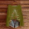 Women's Casual Fashion Round Neck Top Christmas Print Long Sleeve Knit Pullover