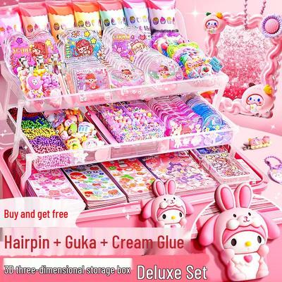 סט מדבקות ודבק עשה זאת בעצמך של גוקה: ערכת משחק יצירתית לבנים ובנות עם קופסת אחסון