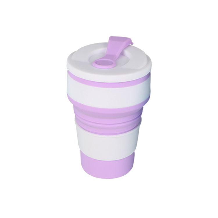 

Портативный силиконовый складной стакан для путешествий, спорта или кофе 350ml (OPP Bag) фиолетовый