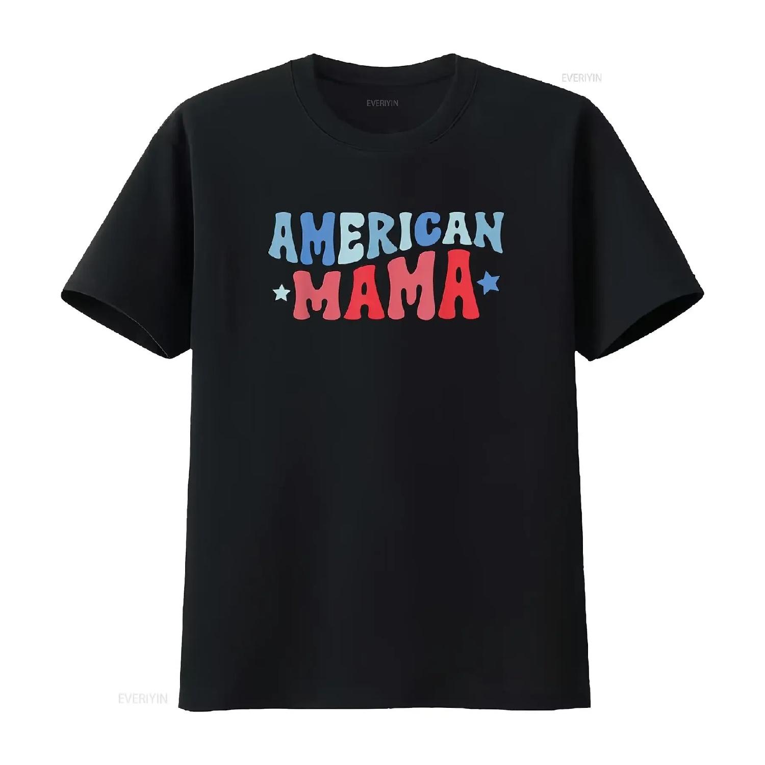 

Groovy American Mama 4Th Of July Mom Women s Cute Summer T Shirt Black M vintage Washed Breathable Unisex designer clothes S чёрный