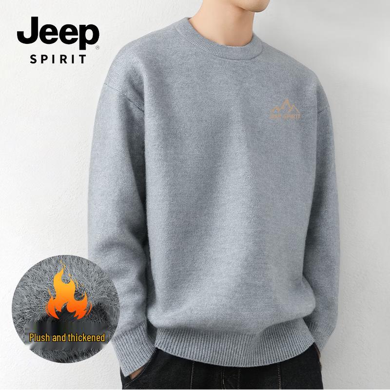 JEEP SPIRIT Men's Winter Fleece Lined Round Neck Sweater