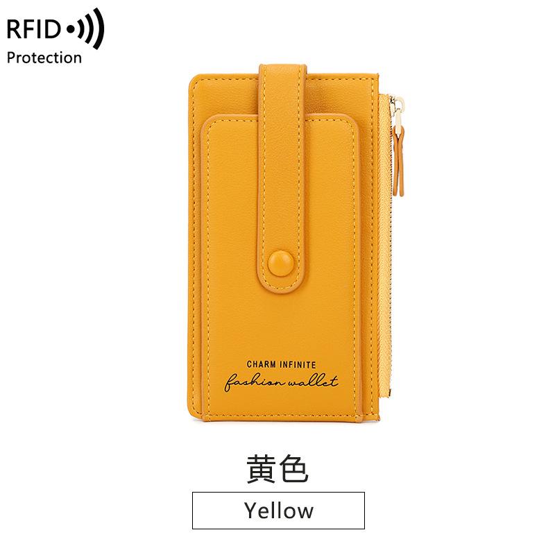 

Визитница, новая женская сумка для мелочи, антимагнитная защита NFC, чехол для карт, многокарманная противокражная визитница. жёлтый