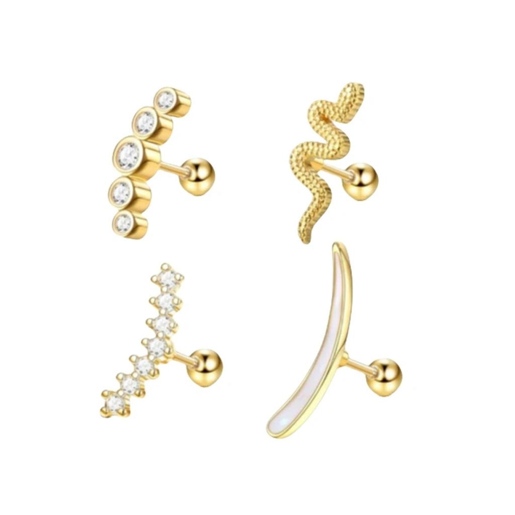16G Edelstahl Zirkonia Ohrstecker für Damen Helix Conch Knorpel Piercing Schmuck Schraubverschluss