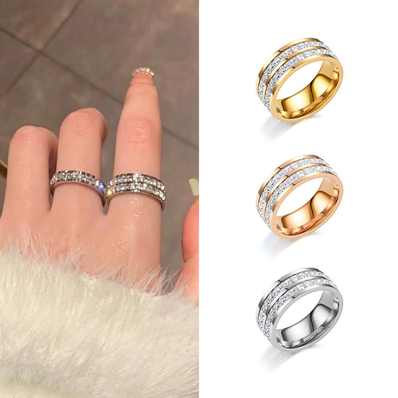 Gypsophila Titanium Steel Finger Rings Niche Design With Full Diamond Rings Gift For Couples Friends