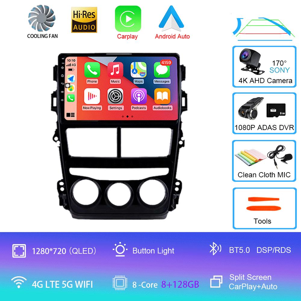 For Toyota Vios Yaris 2018 2019 2020 Car Radio Multimedia Player GPS Navigation Multimidia 2 Din Android 14 DSP No DVD