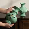 Ceramic Vase Chinese-style Retro Ceramic Bottle Flower Vase Relief Pot Handmade Flowerpot Home Decoration Accessories