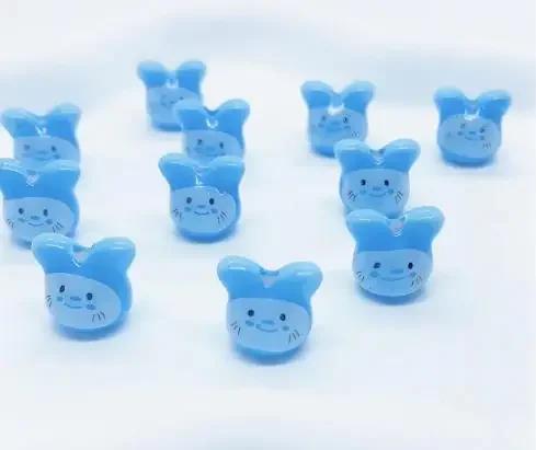 DW19 10PCS 12mm Cute Mini Cartoon Rabbit Beads Spacer Beads Charm Jewelry Making DIY Bracelet Necklace Material Accessories