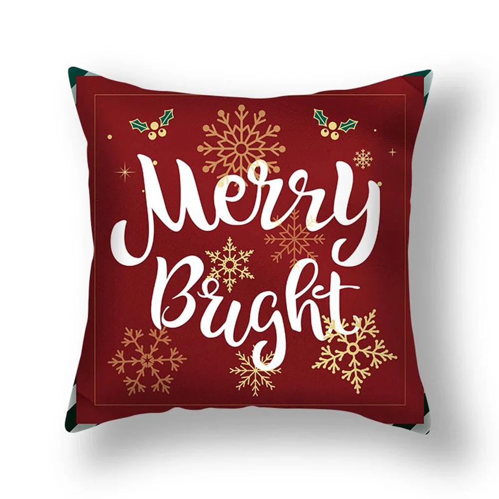 Home Christmas Cushion Cover Pillowcase   Sofa Decorations Happy New Year  Funda De Almohada