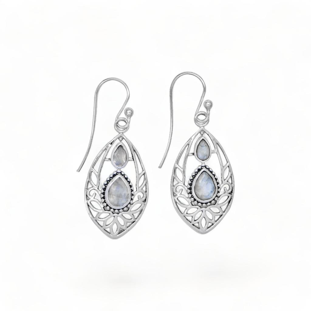 Blue Topaz Sterling Silver Earrings: Filigree Gemstone Jewelry